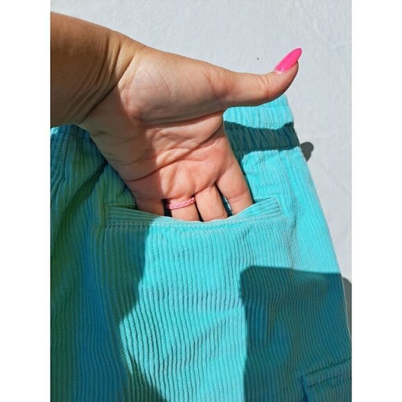 No Boundaries Teal Corduroy Cargo Shorts S (28-30) Elastic Waist Drawstring Wome - Picture 9 of 9